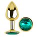 Анальна пробка золотиста з нержавіючої сталі з бірюзовим кристалом EGZO Round Plug розмір S