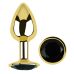 Анальна пробка золотиста з нержавіючої сталі з чорним кристалом EGZO Round Plug розмір S
