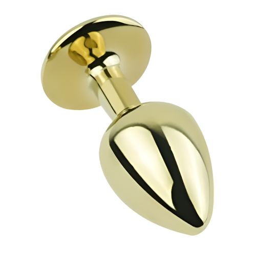 Анальна золота пробка з нержавіючої сталі з кристалом бузковим EGZO Round Plug розмір S