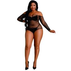 Боді напівпрозоре чорне Moonlight Lingerie 09 розмір Plus Size