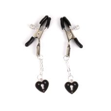 Зажимы для сосков черного цвета Notabu с сердечками