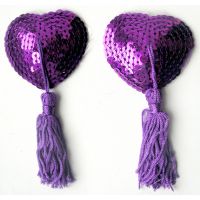 Пэстисы-накладки на соски в форме Сердечка Notabu фиолетовые из текстиля