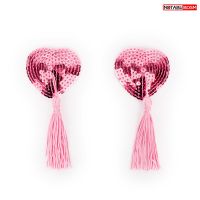 Пэстисы-накладки на соски в виде Сердечка Notabu розовые из текстиля