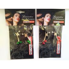 Зажимы для сосков 2 шарика, цвет в ассортименте, (металл) в силиконовой оболочке