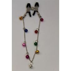 Зажимы для сосков с цепочкой 9 шариков, цвет в ассортименте, (металл) в силиконовой оболочке