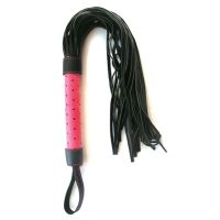 Плетка розово-черная с тридцатью хвостами из замшевого материала Notabu L рукояти 160 мм L хвоста 300 мм PVC 