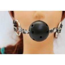 Кляп в рот с шариком Notabu цвета серебряный леопард с ПВХ и пластиком