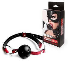 Кляп для рта с шариком Notabu БДСМ красного цвета пластик экокожа