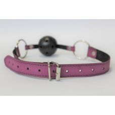 Кляп для рта с шариком из экокожи и пластика Notabu фиолетовый L 62 см D 4 см