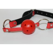 Кляп для рта с шариком из экокожи и пластика Notabu красный L 62 см D 4 см