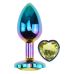 Анальна пробка райдужна з нержавіючої сталі із кристалом у формі серця салатовим EGZO Heart Plug розмір S