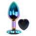 Анальна пробка райдужна з нержавіючої сталі із кристалом у формі серця чорним EGZO Heart Plug розмір S