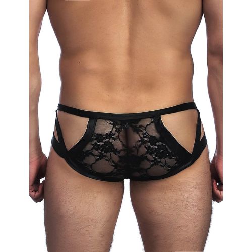 Трусы мужские с кружевом и вырезами черные Star Night размер M
