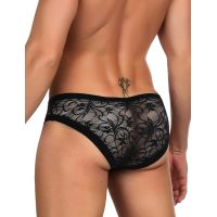Трусы мужские полупрозрачные с кружевом черные Star Night размер L