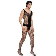 Чоловічий бодістокінг сітка з імітацією панчохи чорний Star Night розміри L-2XL