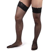 Панчохи чоловічі у сіточку з мереживом на силіконовій стрічці чорні Star Night розмір S