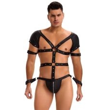 Боді-портупея чоловіча з обмежувачами та блискавкою чорна Star Night розмір M