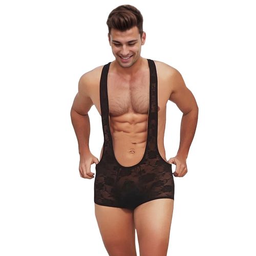 Чоловічий комбінезон-шорти мереживний чорний Star Night розмір L