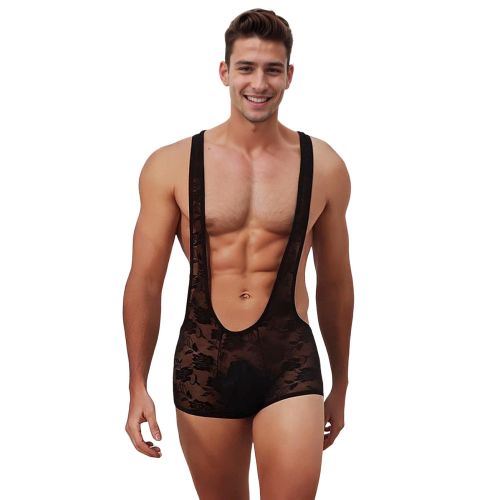 Чоловічий комбінезон-шорти мереживний чорний Star Night розмір M