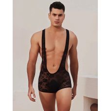 Чоловічий мереживний комбідрес із підтяжками чорний Star Night розмір S