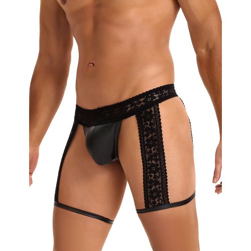 Мужские трусы открытые с кружевом черные Star Night размер M