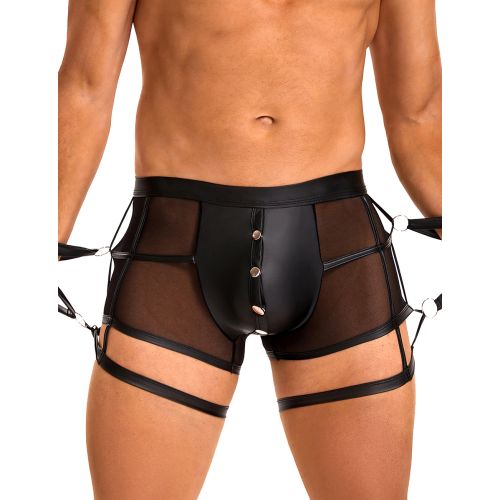 Чоловічі напівпрозорі труси з обмежувачами для рук чорні Star Night розмір L