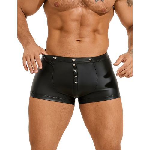 Чоловічі труси-боксери з імітацією шкіри чорні Star Night розмір XL