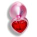 Анальна пробка рожева з нержавіючої сталі із червоним кристалом у формі серця EGZO Pink Perl Heart Plug розмір S