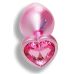 Анальна пробка рожева з нержавіючої сталі із рожевим кристалом у формі серця EGZO Pink Perl Heart Plug розмір S