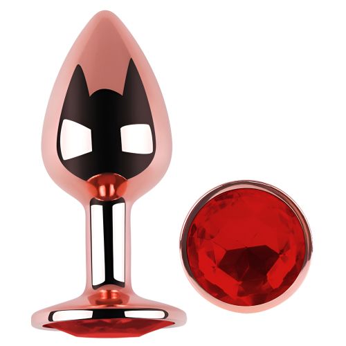 Анальная пробка из розового золота нержавеющей стали с красным кристаллом EGZO Rose Gold  Round Plug размер S