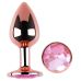 Анальна пробка із рожевого золота нержавіючої сталі з рожевим кристалом EGZO Rose Gold Round Plug розмір M