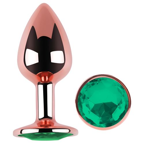 Анальная пробка из розового золота, нержавеющая сталь с бирюзовым кристаллом EGZO Rose Gold Round Plug размер S