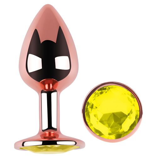 Анальна пробка із рожевого золота нержавіючої сталі із салатовим кристалом EGZO Rose Gold Round Plug розмір M