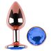 Анальная пробка из розового золота нержавеющей стали с синим кристаллом EGZO Rose Gold  Round Plug размер S