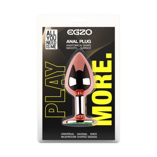 Анальна пробка із рожевого золота нержавіючої сталі з чорним кристалом EGZO Rose Gold Round Plug розмір M