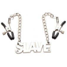 Зажимы для сосков БДСМ с надписью Slave серебристого цвета Master Series