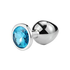 Анальна пробка із медичної нержавіючої сталі з блакитним кристалом SKN модель MS62 розмір S
