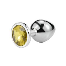 Анальная пробка из медицинской нержавеющей стали с желтым кристалом SKN модель MS66 размер S