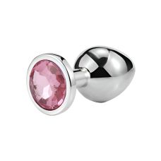 Анальна пробка із медичної нержавіючої сталі з рожевим кристалом SKN модель MS71 розмір S