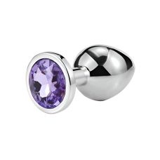 Анальна пробка з медичної нержавіючої сталі із бузковим кристалом SKN модель MS89 розмір S