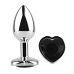 Анальная пробка серебристая из нержавеющей стали с кристаллом в форме сердца черным EGZO Heart Plug размер M