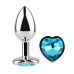 Анальна срібляна пробка з нержавіючої сталі з кристалом у формі серця блакитним EGZO Heart Plug розмір S
