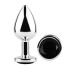 Анальна пробка срібляста з нержавіючої сталі з чорним кристалом EGZO Round Plug розмір M