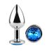 Анальна пробка срібляста з нержавіючої сталі із кристалом синім EGZO Round Plug розмір S
