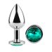 Анальная пробка серебристая из нержавеющей стали с кристаллом бирюзовым EGZO Round Plug размер M