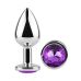 Срібляста анальна пробка із нержавіючої сталі з фіолетовим кристалом EGZO Round Plug розмір S