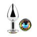 Анальна пробка срібляста з нержавіючої сталі з райдужним кристалом EGZO Round Plug розмір M