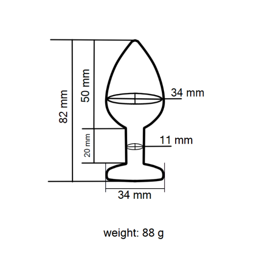 Анальная пробка серебристая из нержавеющей стали с кристаллом золотистым EGZO Round Plug размер M