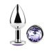 Срібляста анальна пробка з нержавіючої сталі з бузковим кристалом EGZO Round Plug розмір S