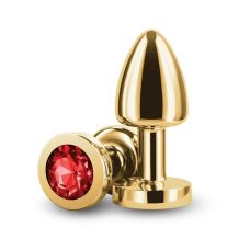 Анальний корок металевий золотистого кольору з червоним кристалом NS Novelties